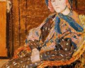 乔治 莱门 : Seated Young Woman in a Blue Hat